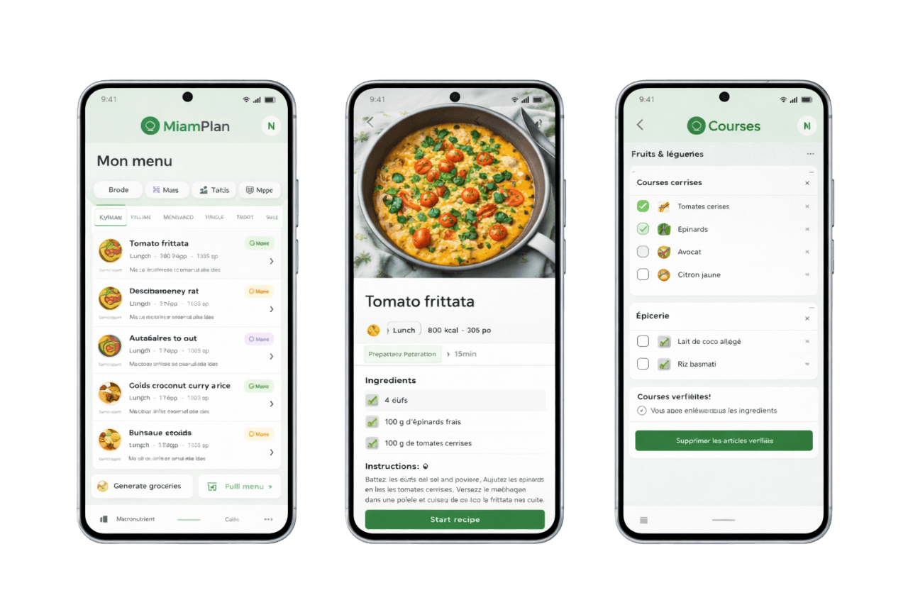MiamPlan - Menu, Recettes et Liste de courses